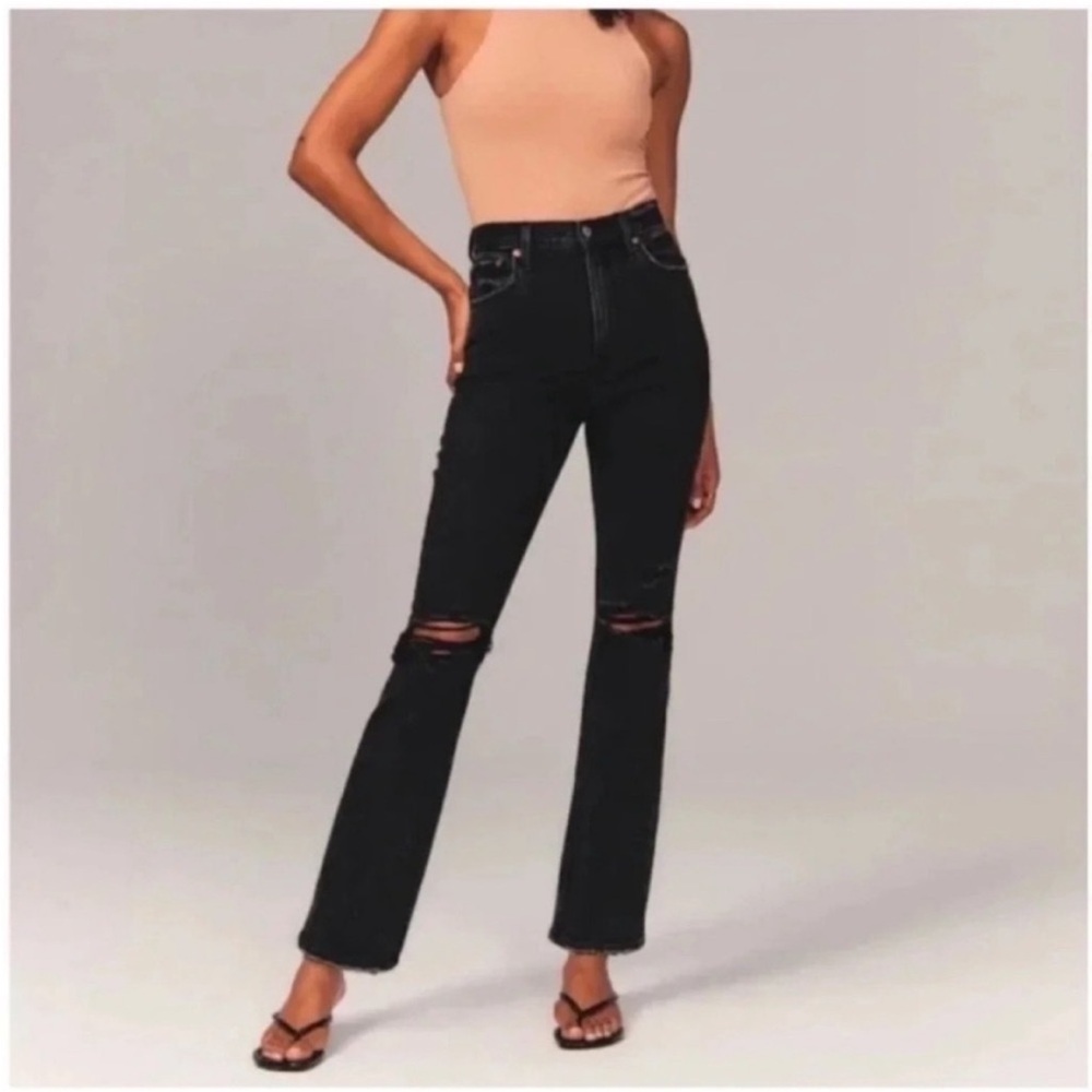 Abercrombie & Fitch The Ankle Straight Ultra High Rise Jeans Black Denim 25
